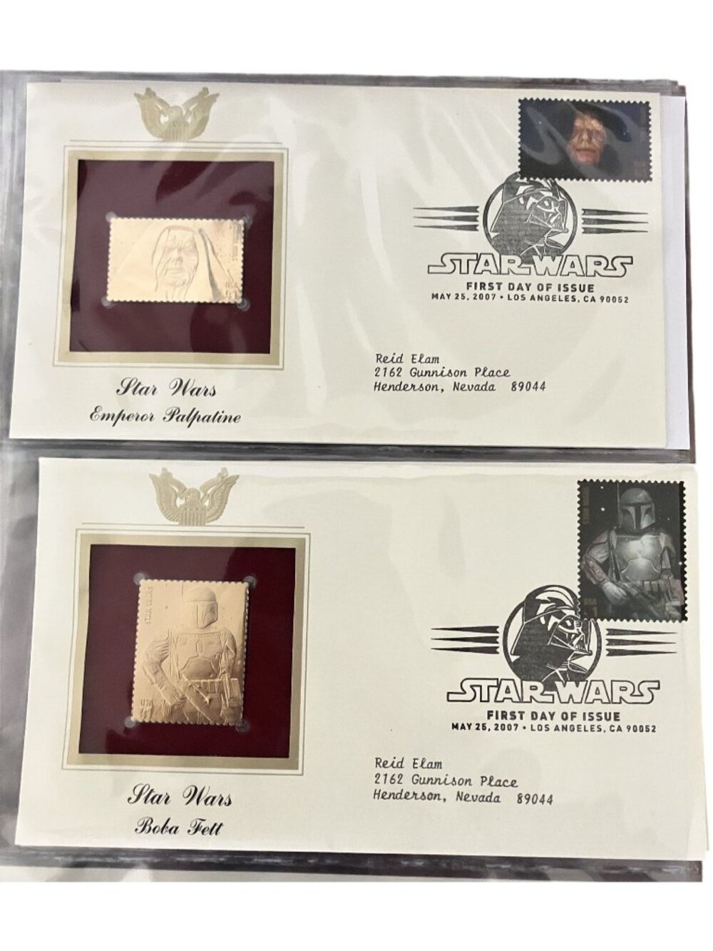 Star Wars 2007 Gold Stamps: Emperor Palpatine & Boba Fett Collectible Set
